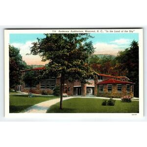 Anderson Auditorium Building Montreat North Carolina Linen Postcard Vintage NC